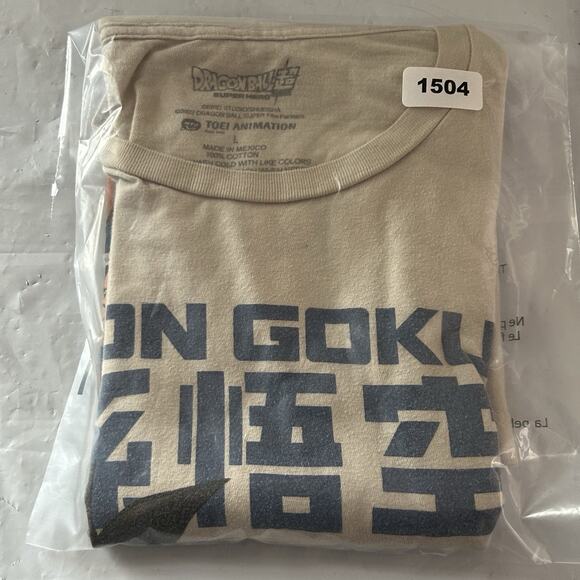 Dragon Ball Z Men T-Shirt Size L Beige Super Hero Son Goku Graphic Tee - Picture 13 of 13